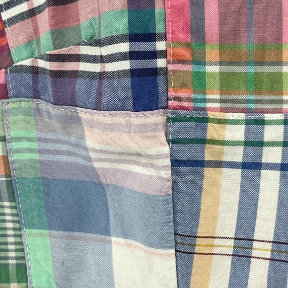 LL BEAN Dress 10P Petite Madras Patchwork Plaid Sleeveless Mini Sheath Blue - Picture 10 of 15